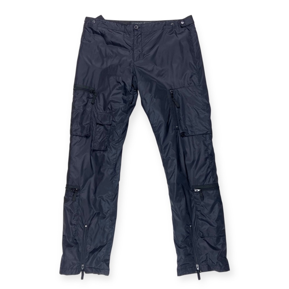 DKNY Vintage Y2K Black Nylon Puffy Tech Cargo Pants